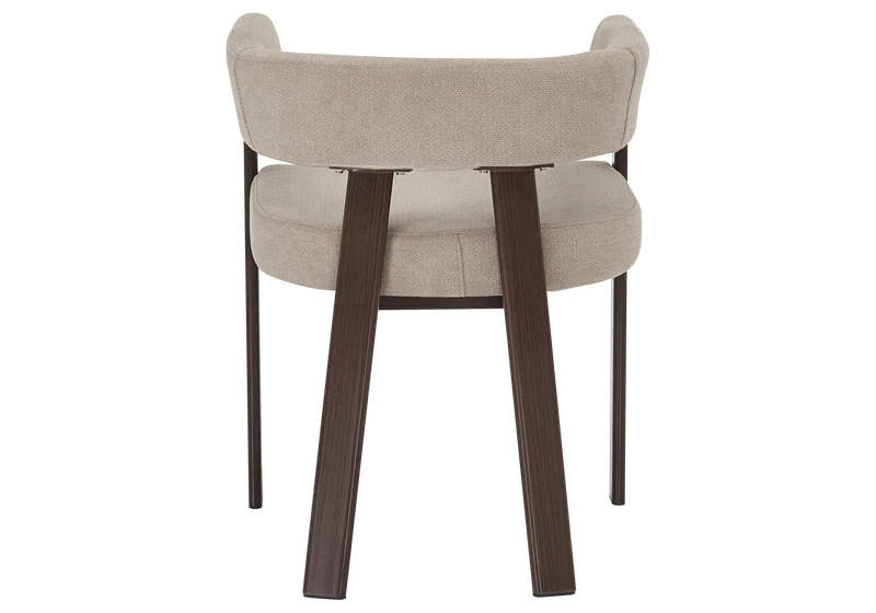 Fauteuil de table bouclé taupe noyer - Mura x4