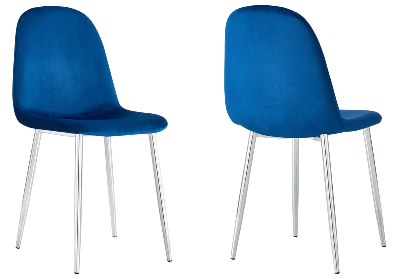 Chaises scandinaves en velours bleu - Gina x6