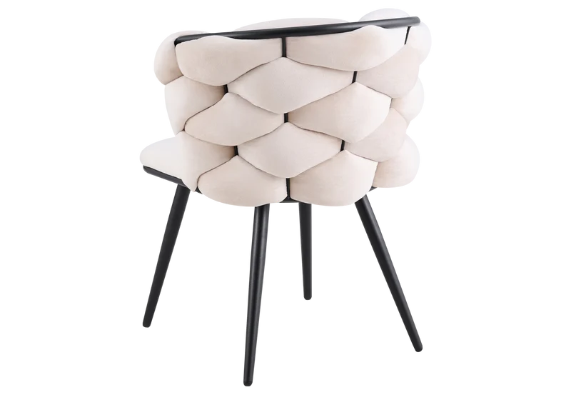 Chaise de table velours beige pieds noirs - Cloud x2