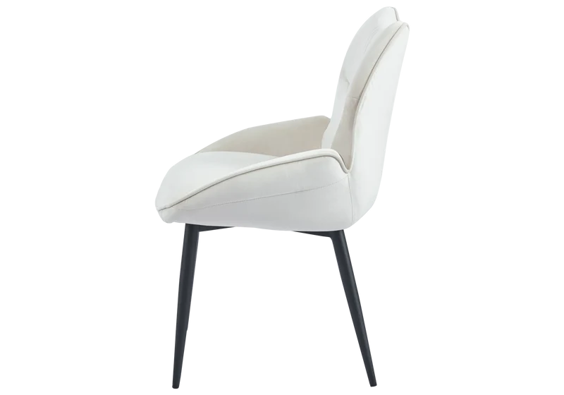 Fauteuil de table velours beige pieds noirs - Lyon x2