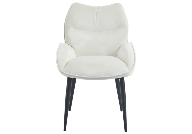Fauteuil de table velours beige pieds noirs - Lyon x2