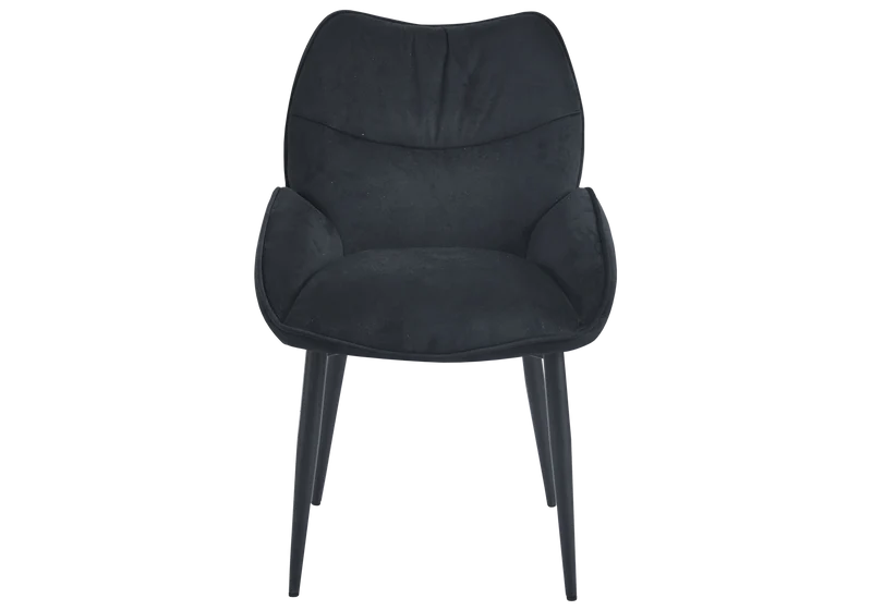 Fauteuil de table velours anthracite pieds noirs - Lyon x2