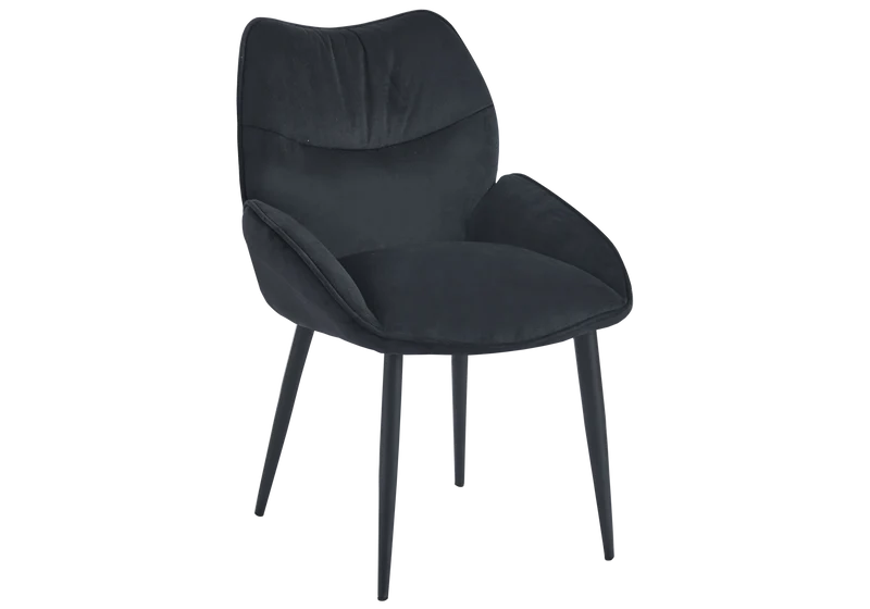 Fauteuil de table velours anthracite pieds noirs - Lyon x2