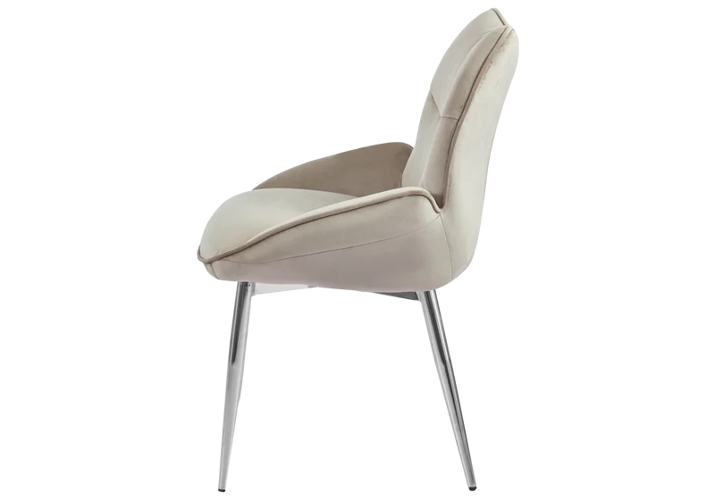 Fauteuil de table velours taupe pieds argentés - Lyon x2