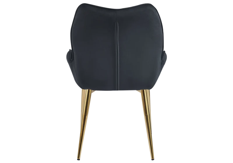 Fauteuil de table velours anthracite pieds dorés - Lyon x2