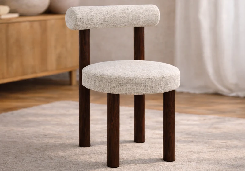 Chaise salle à manger noyer et beige chiné - Sola x4
