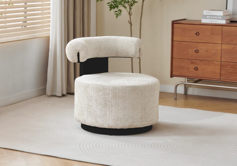 Fauteuil pivotant organique beige noir - Oslo