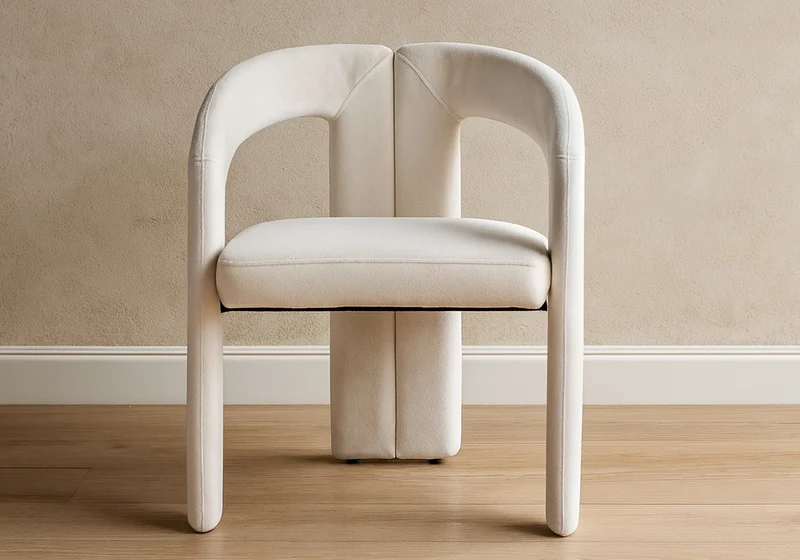 Chaise fauteuil de table chenille taupe - Lena x2