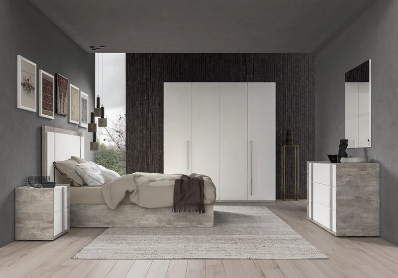 Armoire 6 portes blanc béton – Treviso
