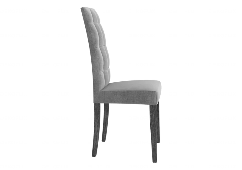 Chaise capitonnée microfibre grise et bouleau laqué - Sarah
