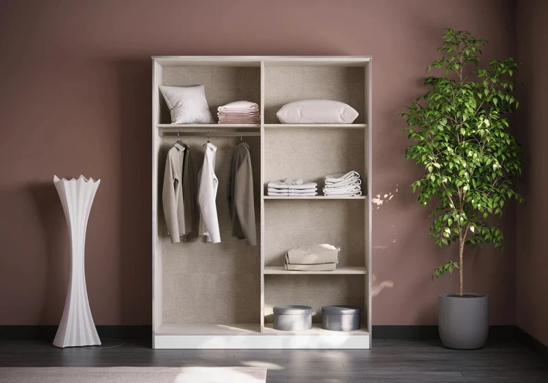 Chambre complète noir et blanc laqué LED moderne – NOEMI