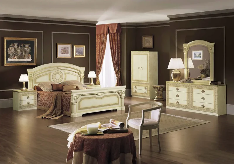 Chambre complète baroque ivoire versace – IMPERIA