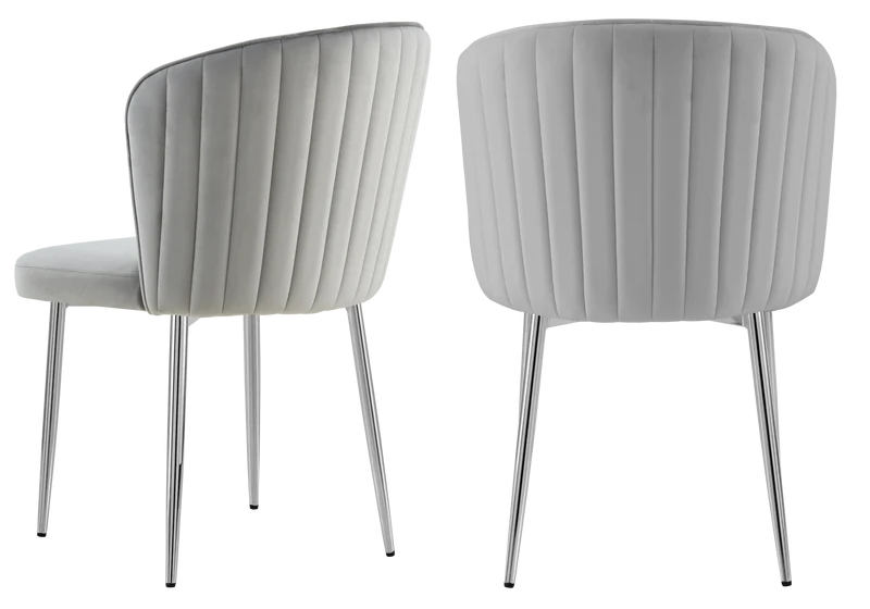 Chaise de salle à manger design en velours gris - Diva x4