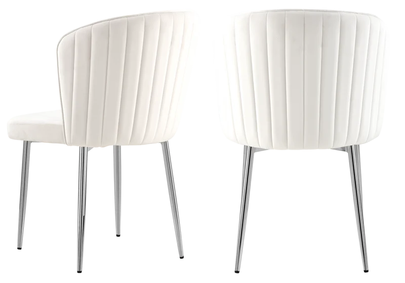 Chaise de salle à manger design en velours écru - Diva x4