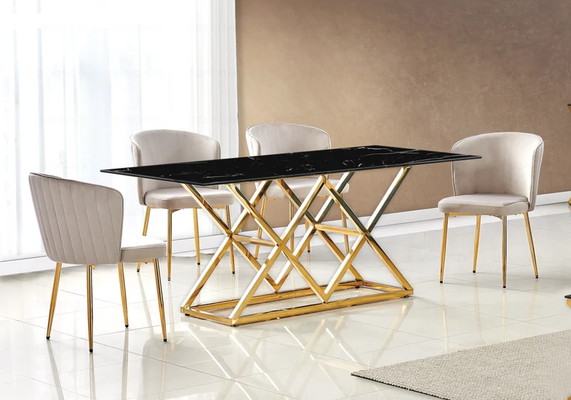 Chaise de salle à manger design en velours taupe - Diva x4