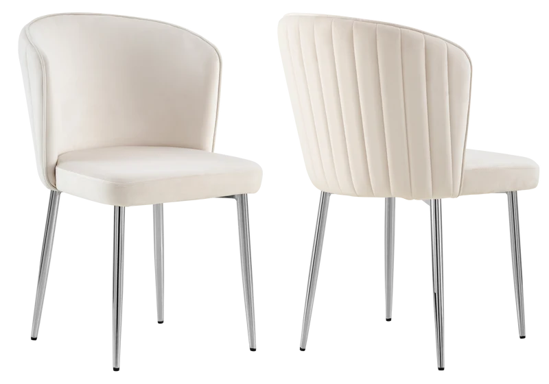 Chaise de salle à manger design en velours beige - Diva x4