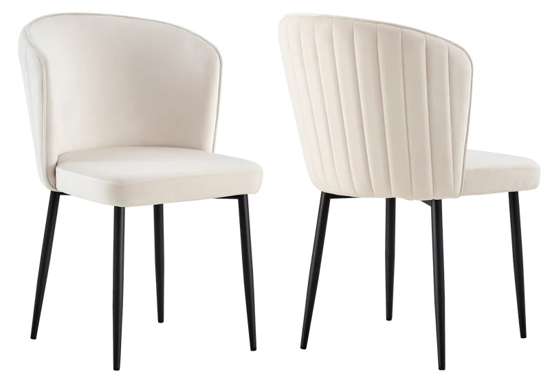 Chaise de salle à manger design en velours beige - Diva x4