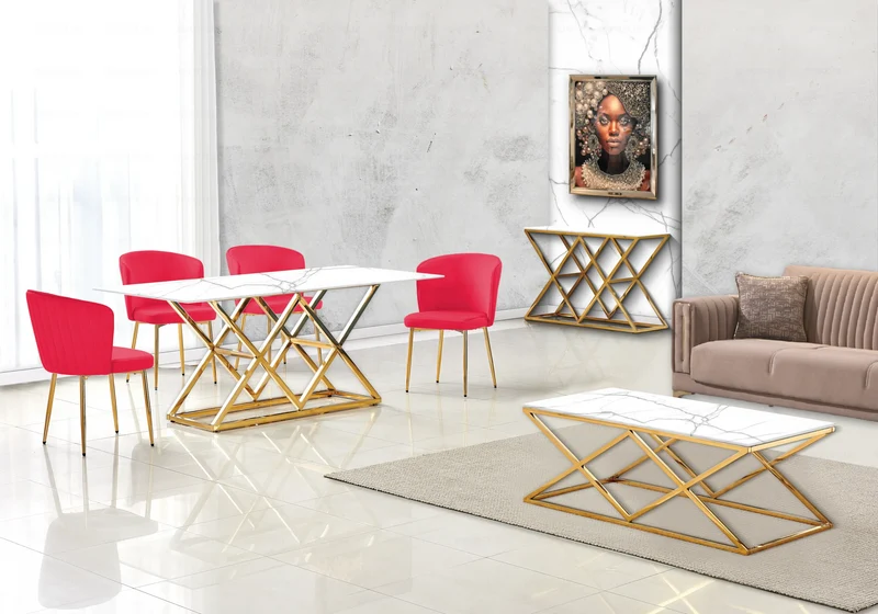 Chaise de salle à manger design en velours fuchsia - Diva x4