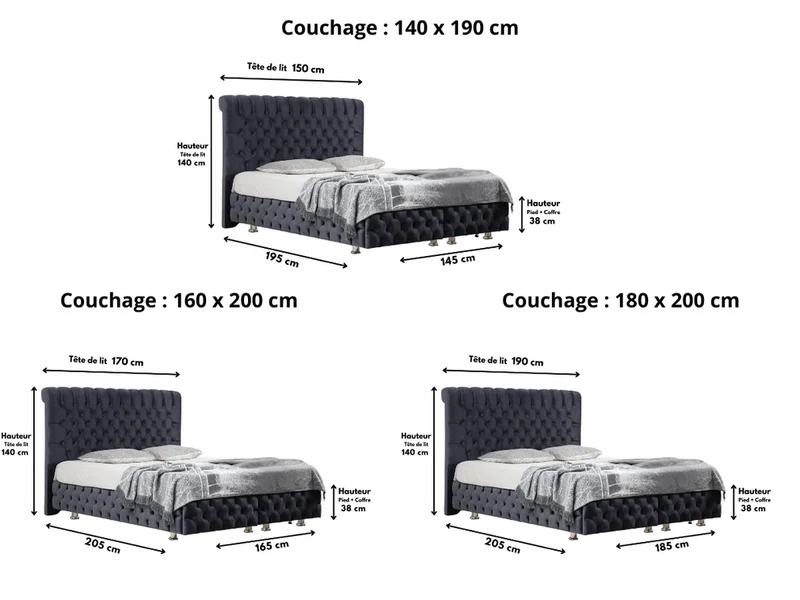Lit coffre LUNA Anthracite