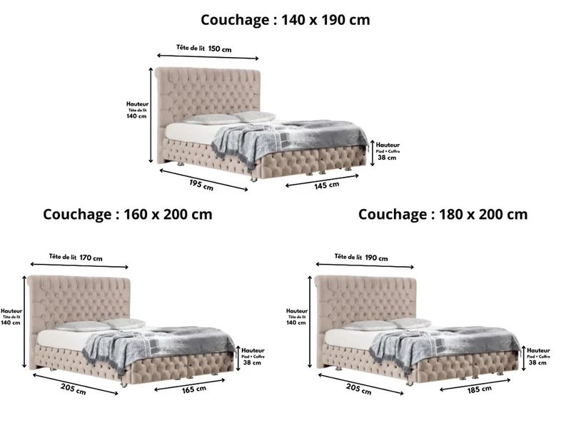 Lit coffre LUNA Beige