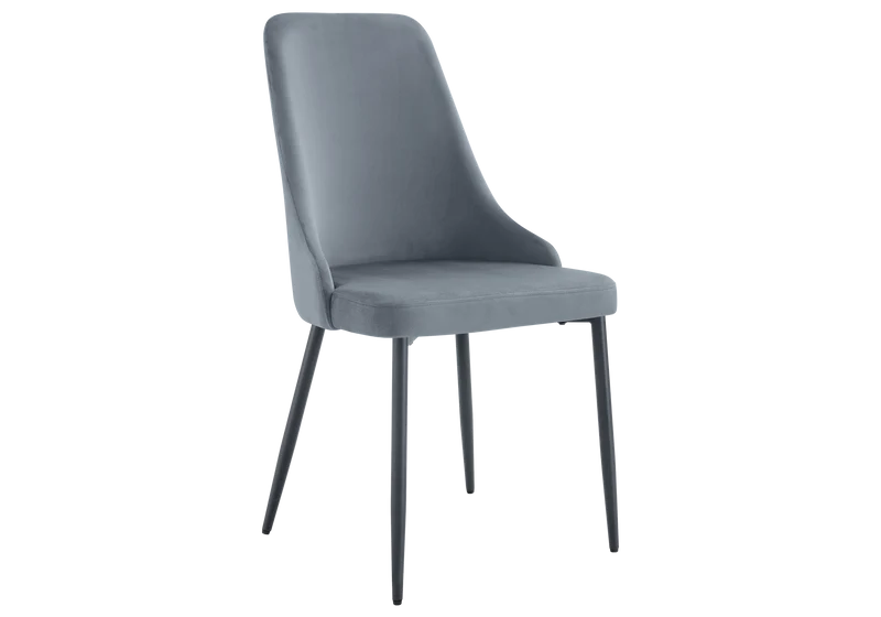 Chaise de table velours gris pieds noirs - Sena x4