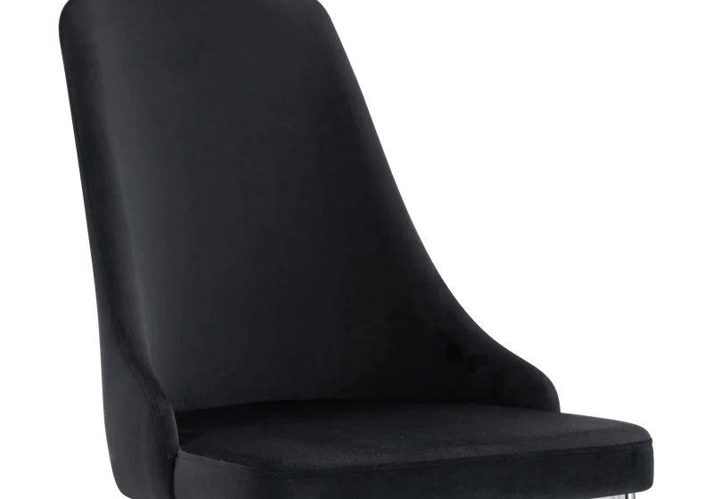 Chaise de table velours noir pieds argentés - Sena x4