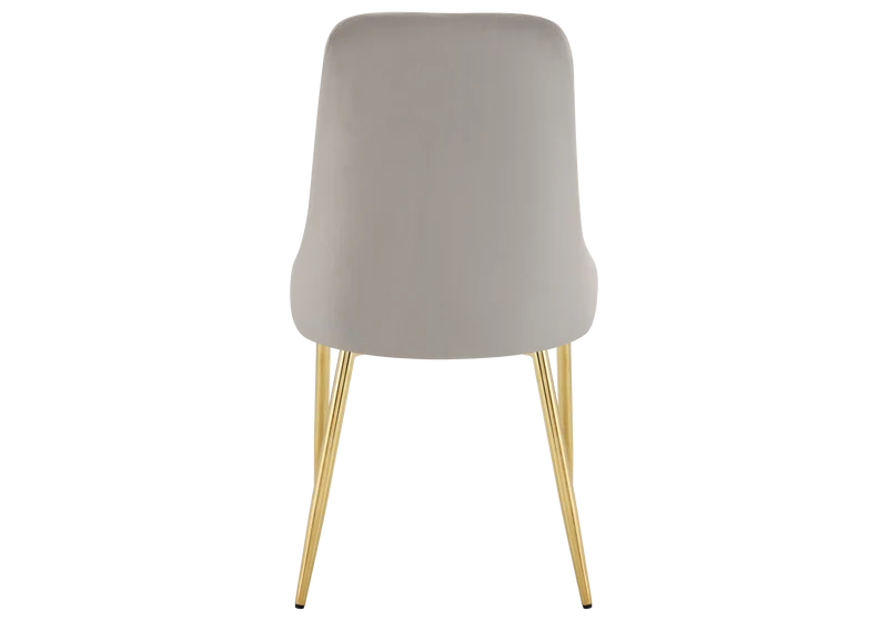 Chaise de table velours taupe pieds dorés - Sena x4