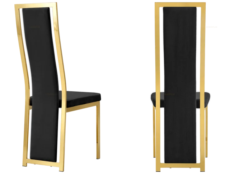 Chaise dorée velours noir design - Dia x6