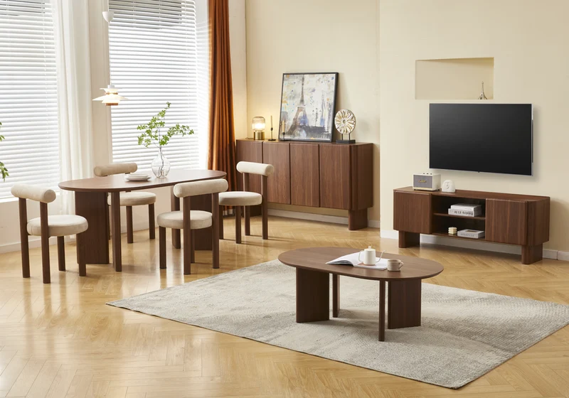 Table basse ovale noyer Japandi - Oris