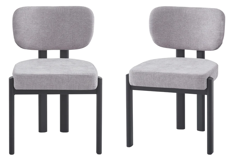 Chaise salle à manger velours gris noir - Inaya x4