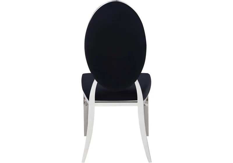 Chaise médaillon capitonnée velours noir argent - Neo x4