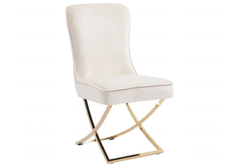 Chaises velours beige doré avec anneau - Ursi x2