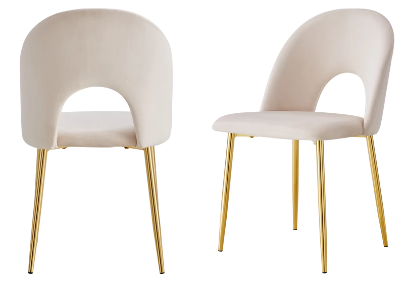 Chaise dossier ouvert en velours beige - Talia x4