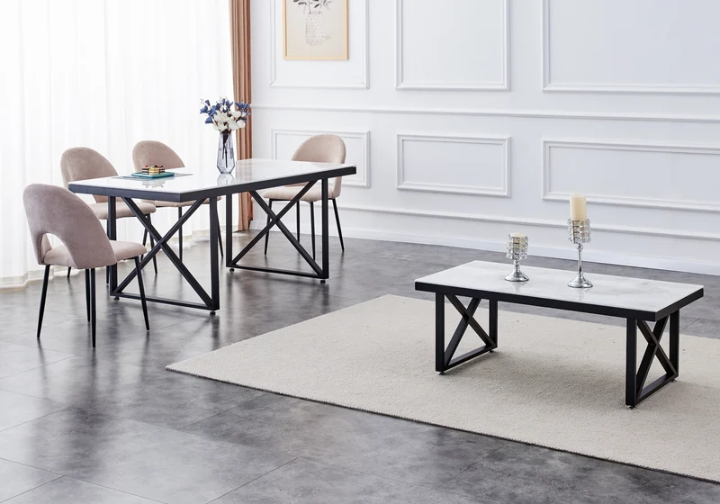 Chaise dossier ouvert en tissu bouclé blanc - Talia x4