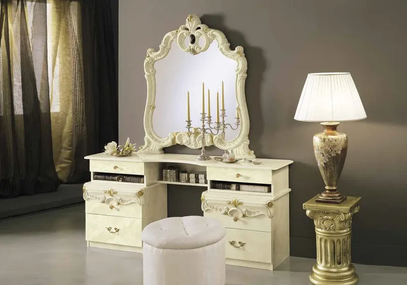 Chambre complète baroque capitonnée ivoire – KONE