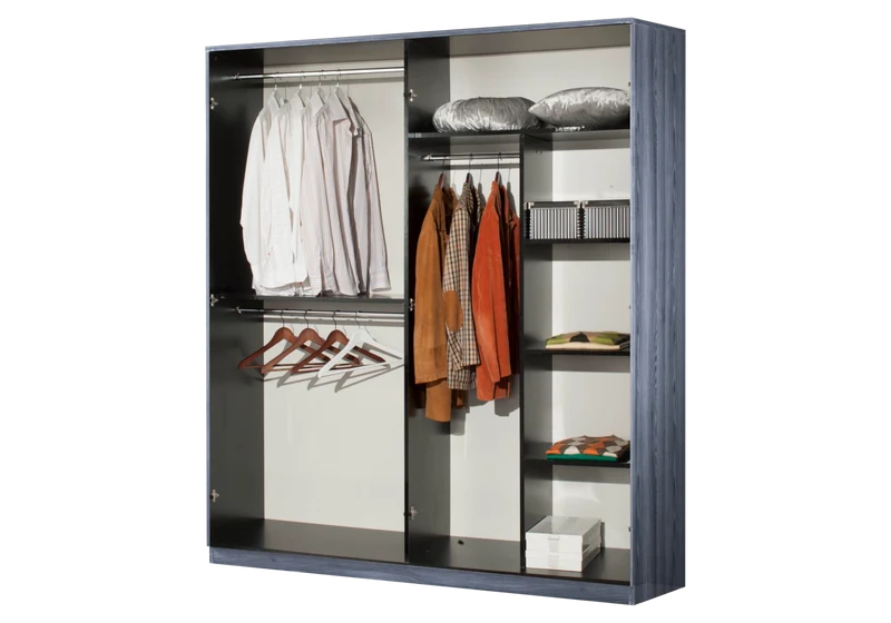 Chambre complète bois gris laqué design - ORION