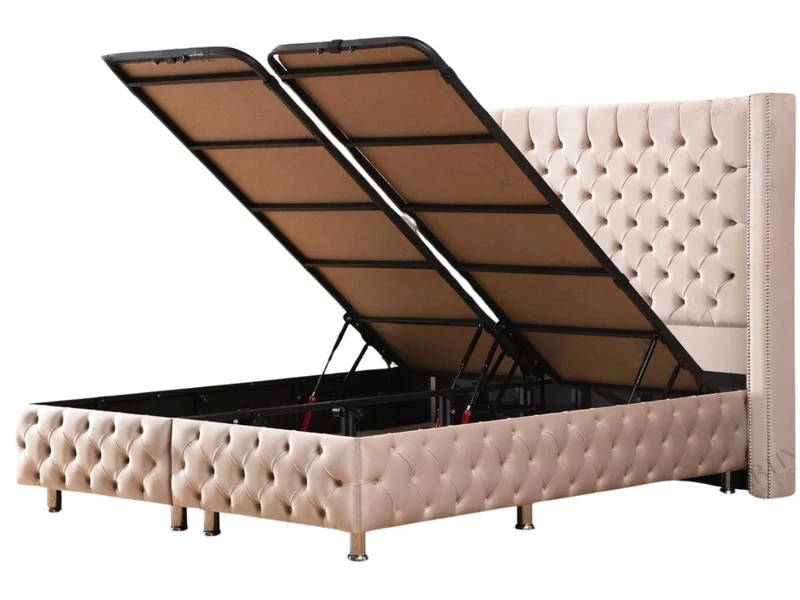 Lit coffre CLOUTE Beige