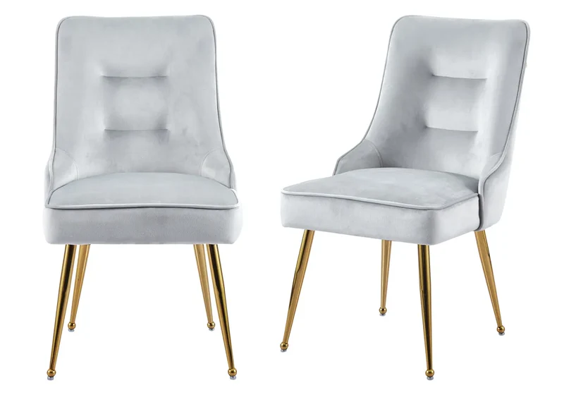 Chaise velours gris fermeture éclair dorée - Zip x2