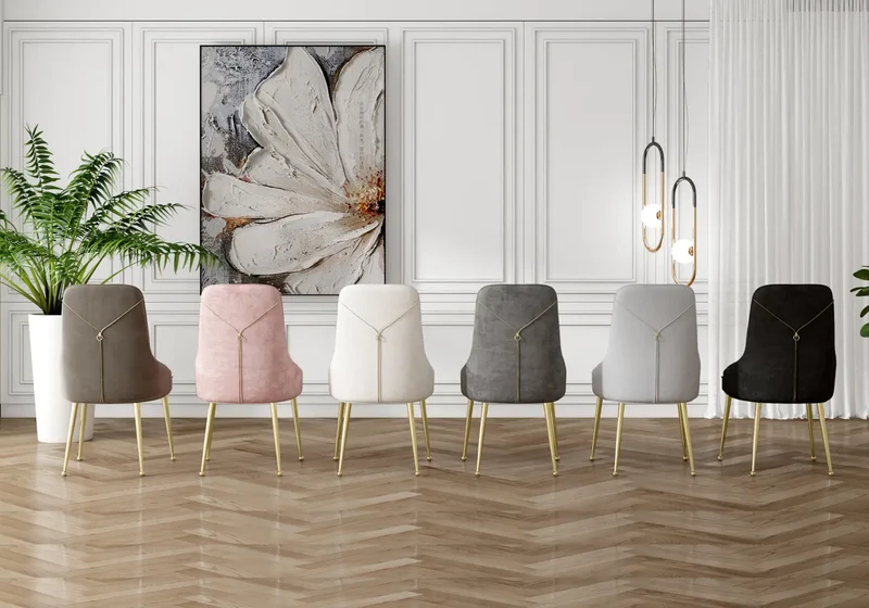 Chaise velours moka fermeture éclair dorée - Zip x2