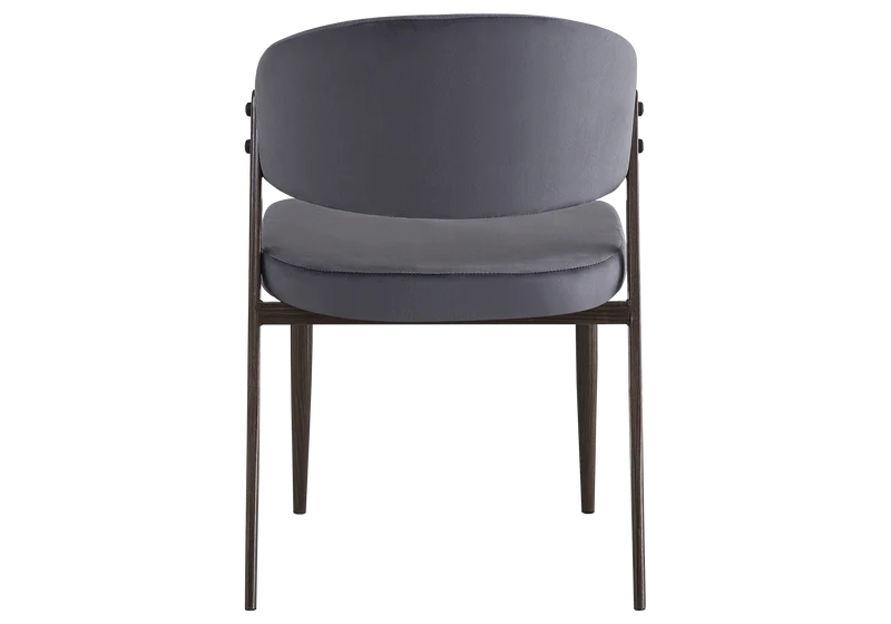 Chaise de table velours anthracite pieds noyer - Alba x4