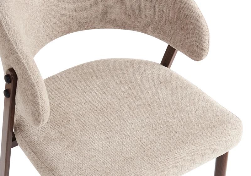Chaise de table velours marron glacé pieds noyer - Alba x4