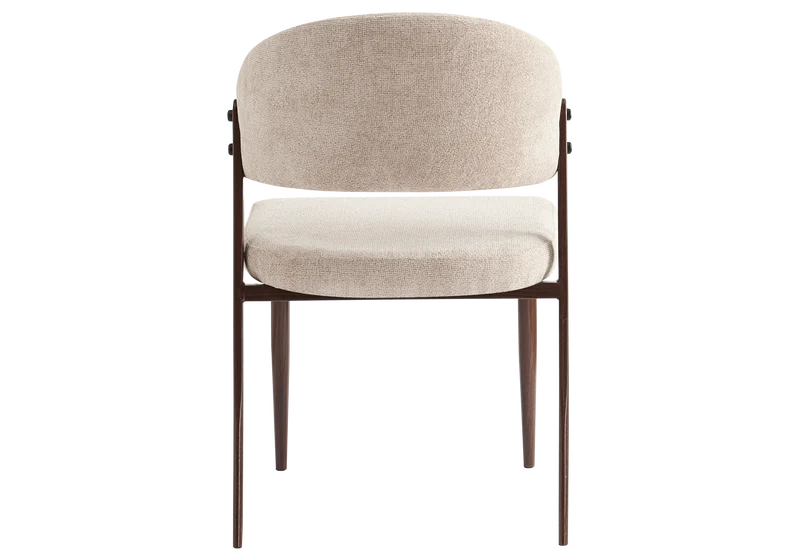 Chaise de table velours marron glacé pieds noyer - Alba x4