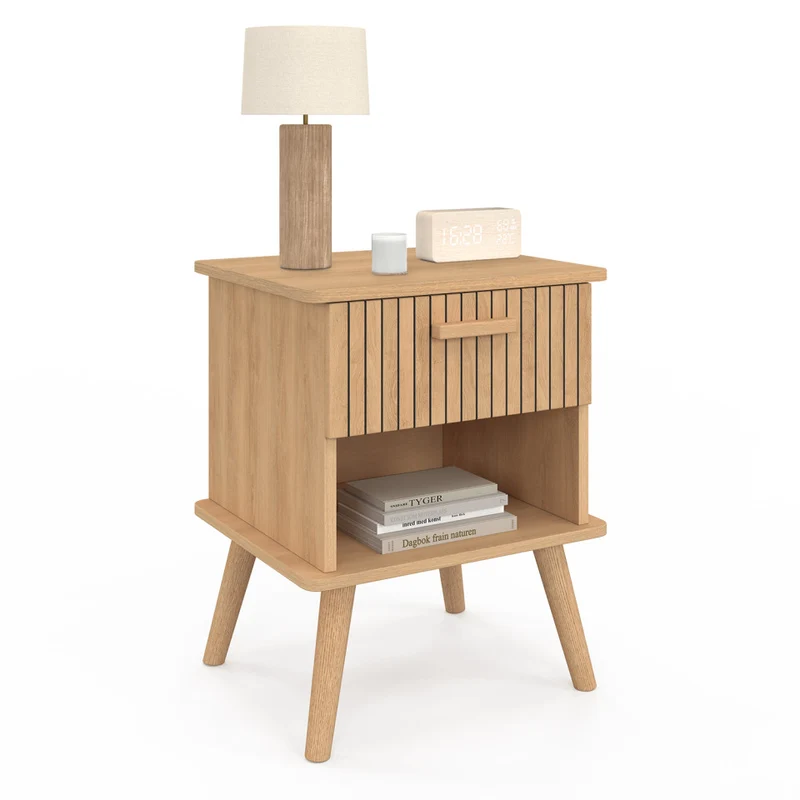 Tables de chevet Albane avec 1 tiroir et 1 niche - lot de 2