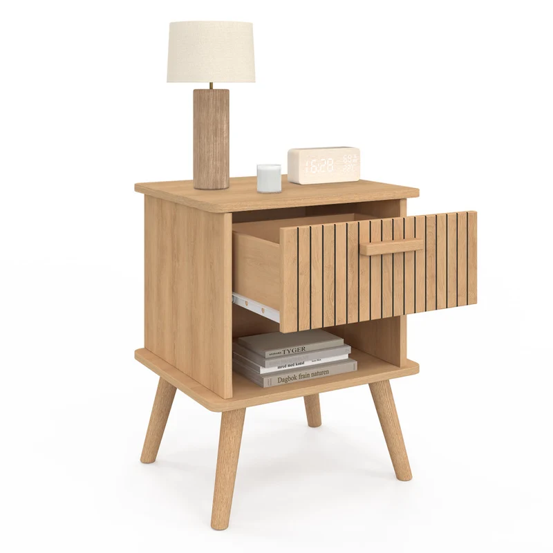 Tables de chevet Albane avec 1 tiroir et 1 niche - lot de 2