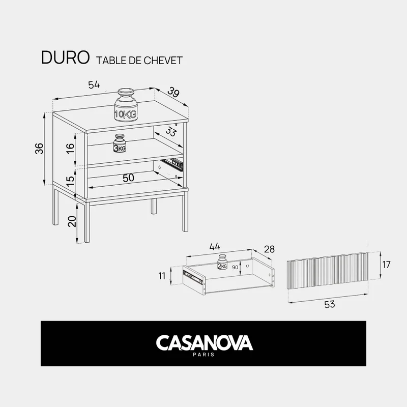 LOT DURO - TABLE DE CHEVET