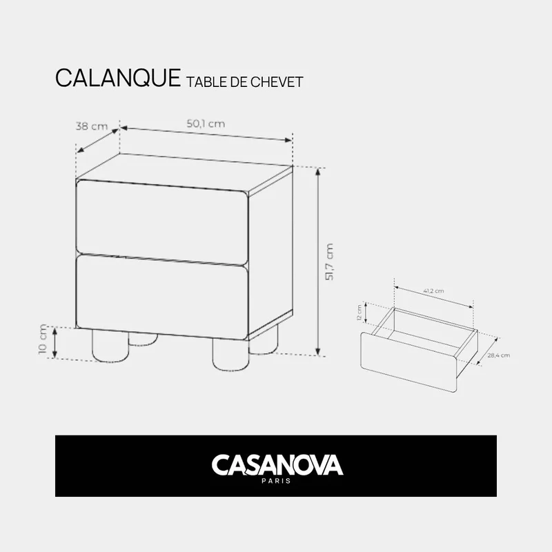LOT CALANQUE - TABLE DE CHEVET