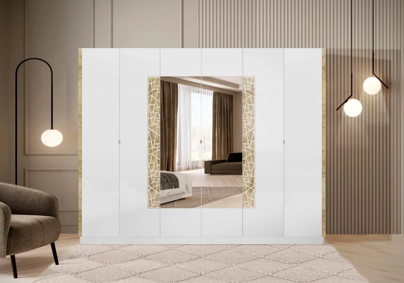 Chambre complète blanc doré brillant design – STELLA