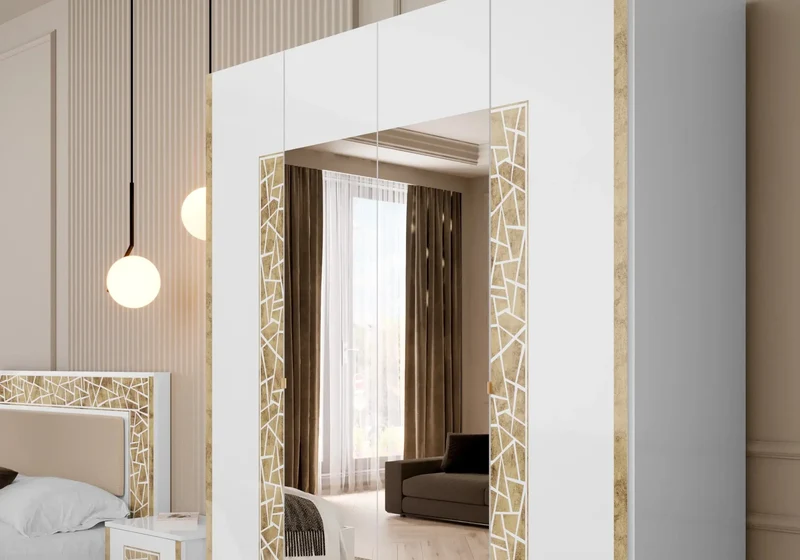 Chambre complète blanc doré brillant design – STELLA