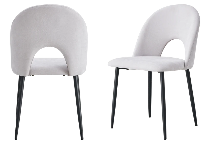 Chaise dossier ouvert en tissu chenille gris clair - Talia x4