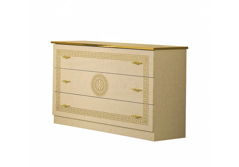 Chambre complète capitonnée laquée beige or ROBBY